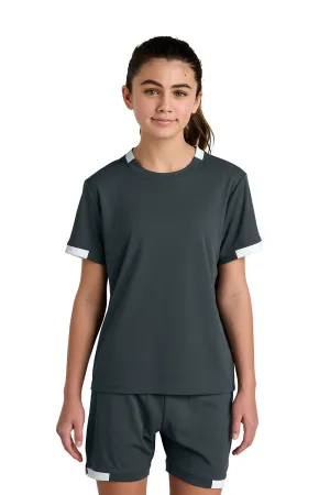 Sport-Tek Youth Club Moisture Wicking Short Sleeve Crewneck T-Shirt - Iron Grey/White Clothing Sport-Tek