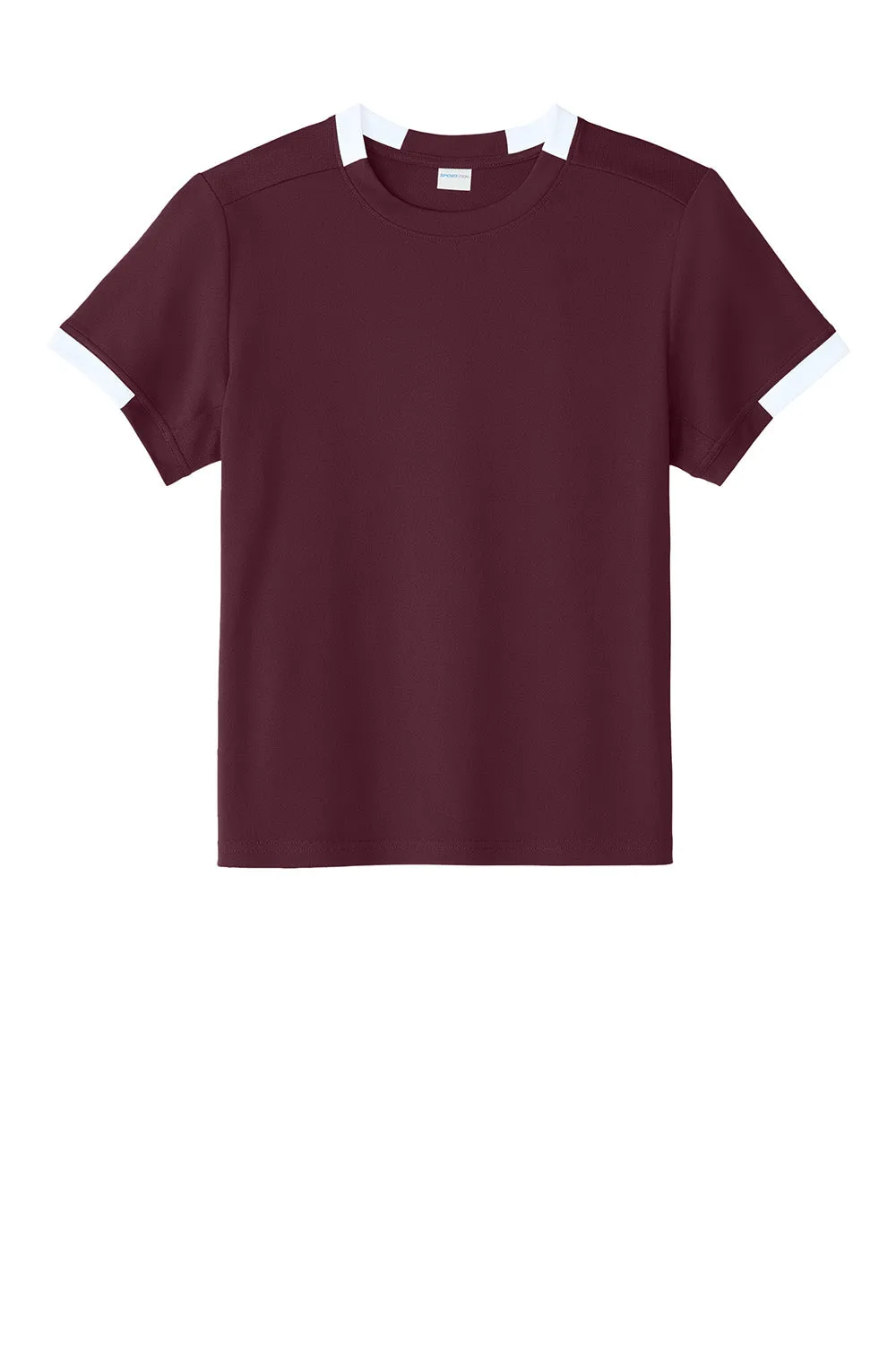 Sport-Tek Youth Club Moisture Wicking Short Sleeve Crewneck T-Shirt - Maroon/White Clothing Sport-Tek