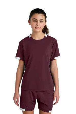 Sport-Tek Youth Club Moisture Wicking Short Sleeve Crewneck T-Shirt - Maroon/White Clothing Sport-Tek