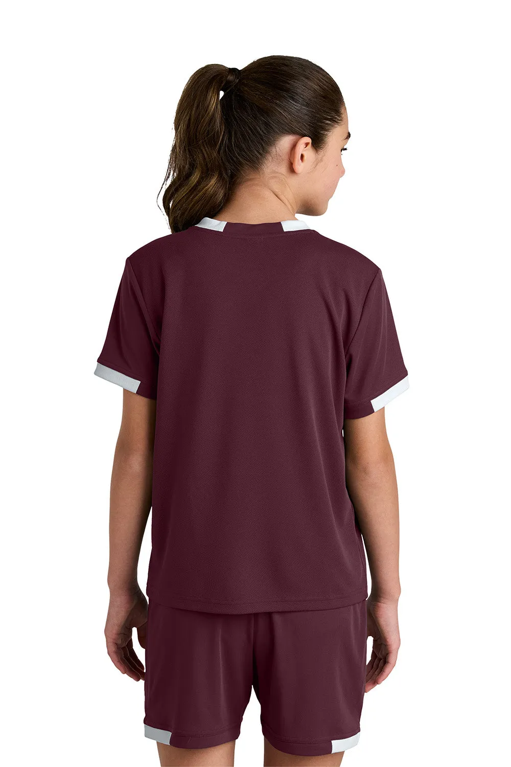 Sport-Tek Youth Club Moisture Wicking Short Sleeve Crewneck T-Shirt - Maroon/White Clothing Sport-Tek