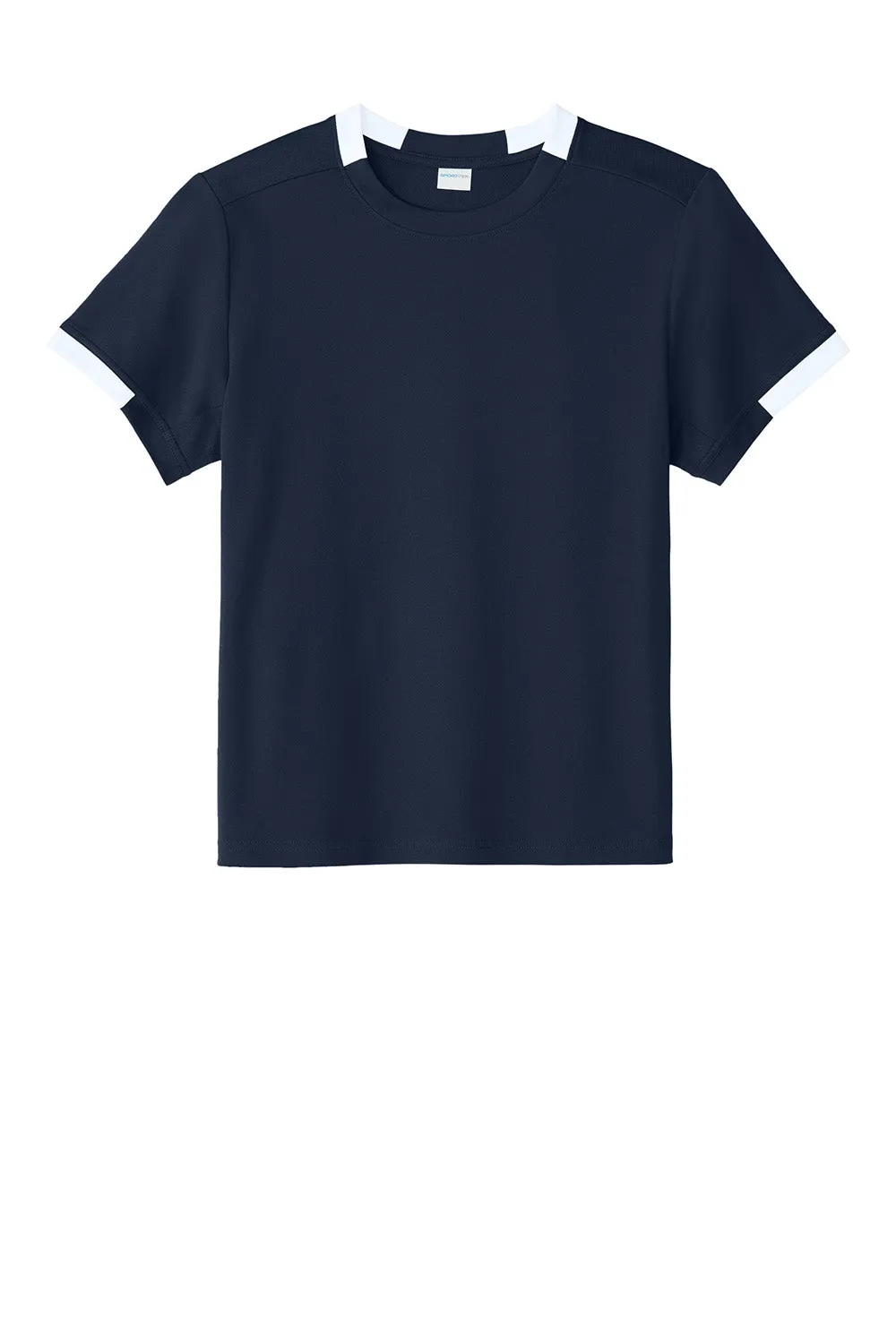 Sport-Tek Youth Club Moisture Wicking Short Sleeve Crewneck T-Shirt - True Navy Blue/White Clothing Sport-Tek