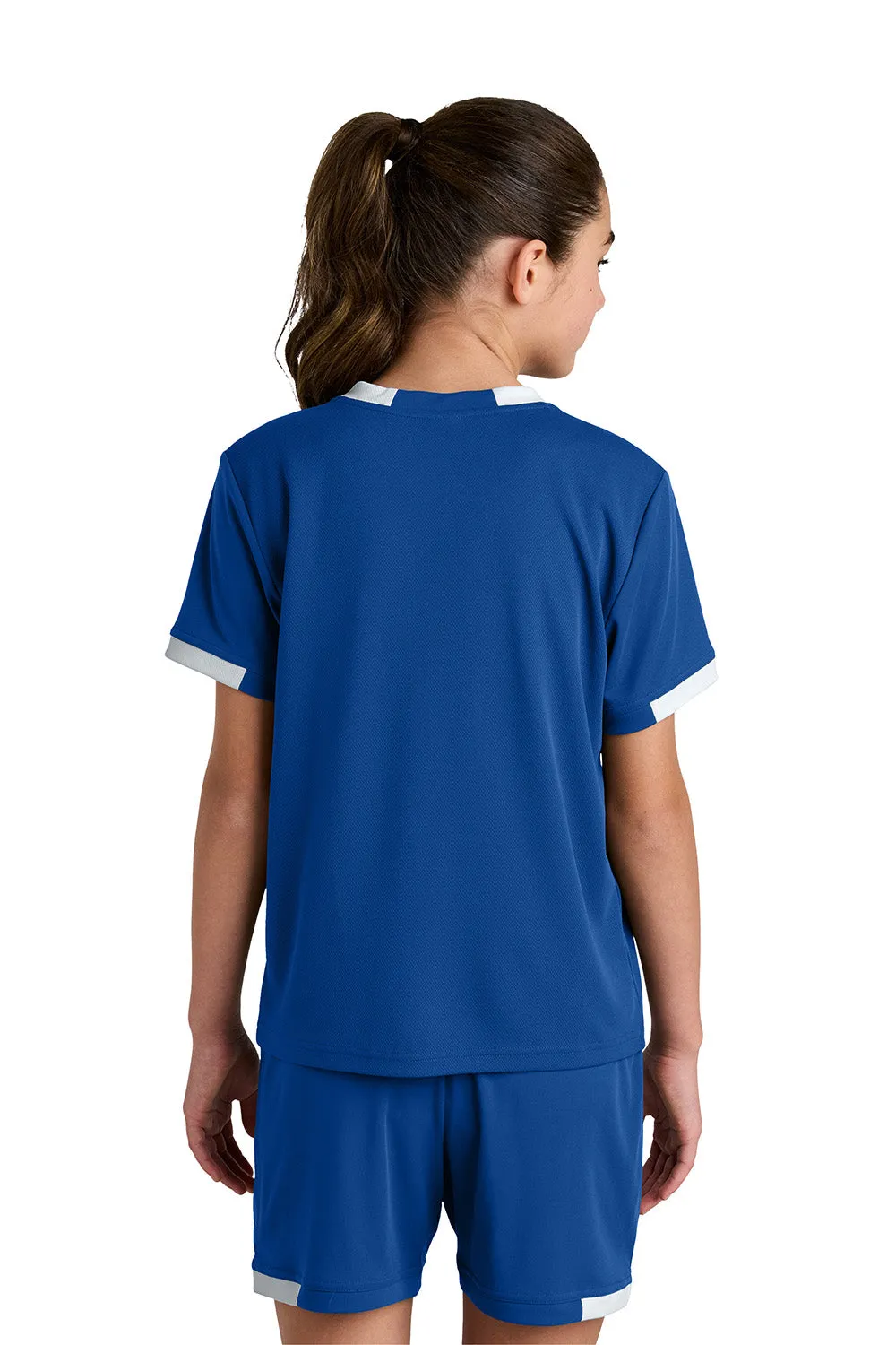 Sport-Tek Youth Club Moisture Wicking Short Sleeve Crewneck T-Shirt - True Royal Blue/White Clothing Sport-Tek