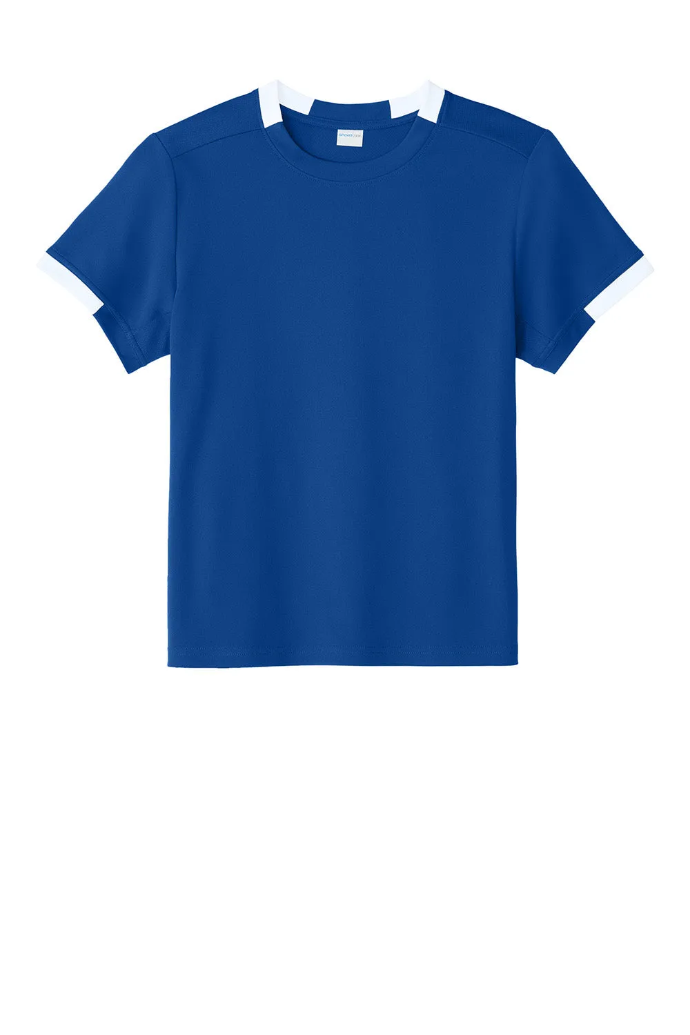 Sport-Tek Youth Club Moisture Wicking Short Sleeve Crewneck T-Shirt - True Royal Blue/White Clothing Sport-Tek
