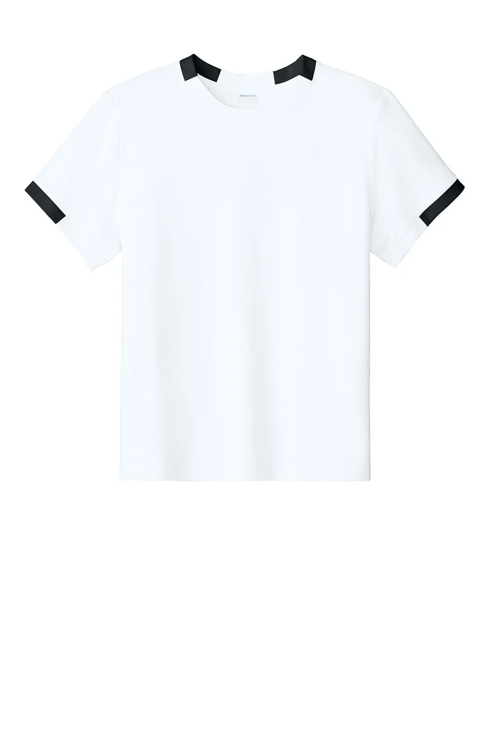 Sport-Tek Youth Club Moisture Wicking Short Sleeve Crewneck T-Shirt - White/Black Clothing Sport-Tek