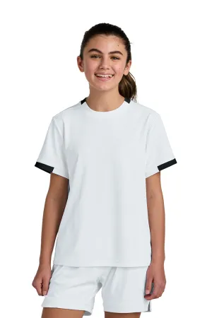 Sport-Tek Youth Club Moisture Wicking Short Sleeve Crewneck T-Shirt - White/Black Clothing Sport-Tek