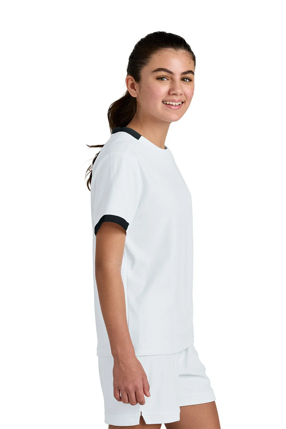 Sport-Tek Youth Club Moisture Wicking Short Sleeve Crewneck T-Shirt - White/Black Clothing Sport-Tek