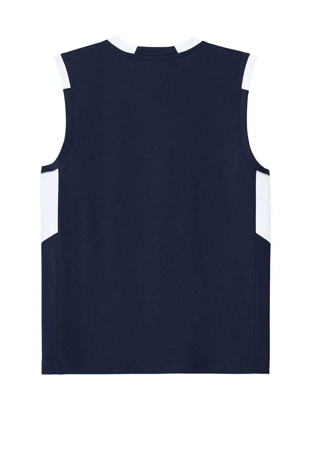 Sport-Tek Youth Club Moisture Wicking V-Neck Tank Top - True Navy Blue/White Clothing Sport-Tek