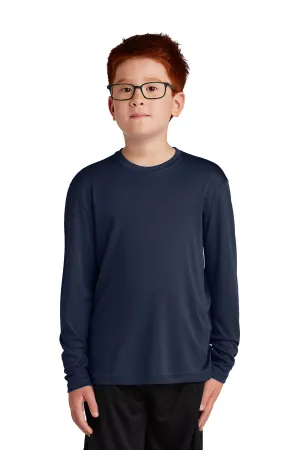 Sport-Tek Youth Competitor Moisture Wicking Long Sleeve Crewneck T-Shirt - True Navy Blue Clothing Sport-Tek