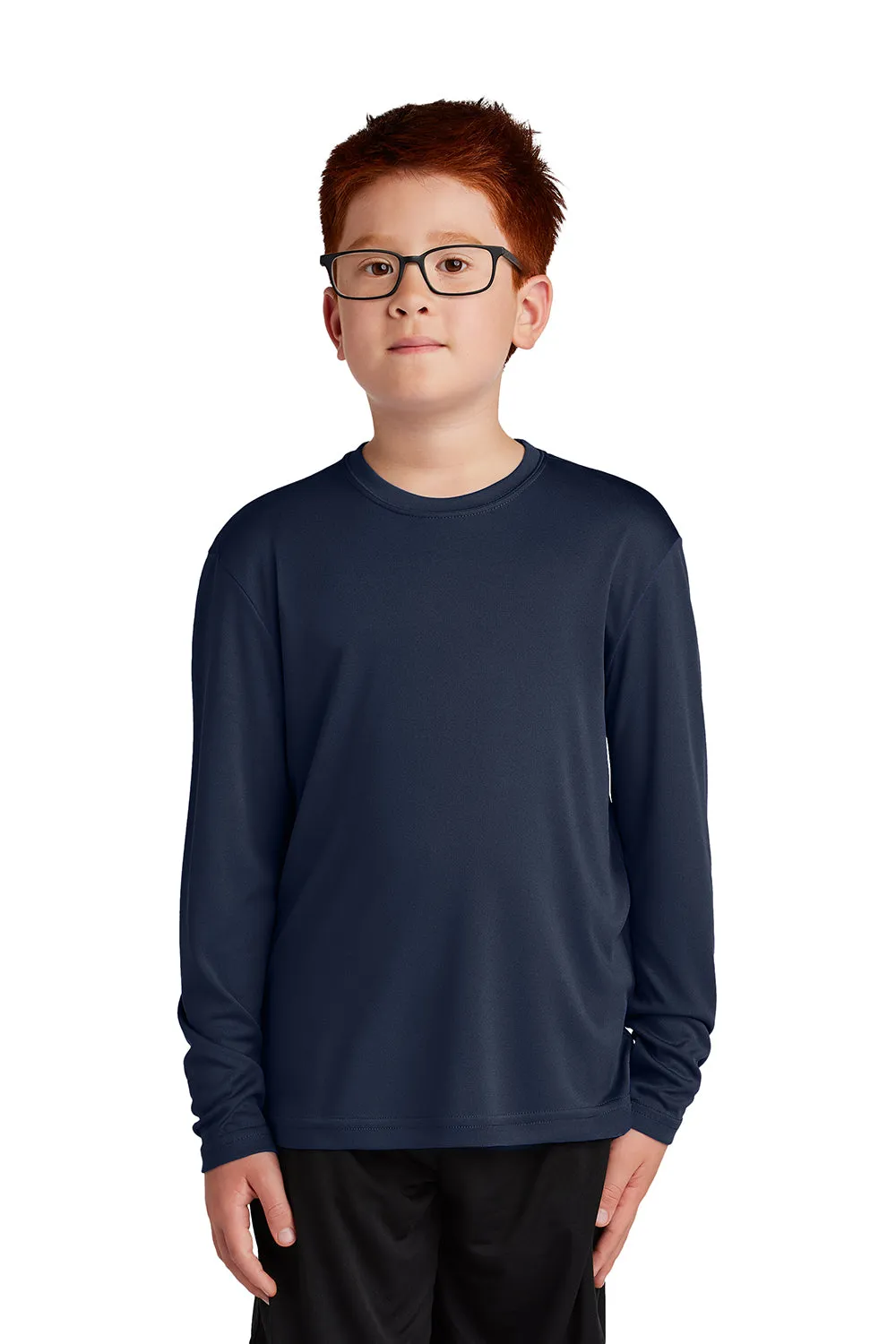Sport-Tek Youth Competitor Moisture Wicking Long Sleeve Crewneck T-Shirt - True Navy Blue Clothing Sport-Tek