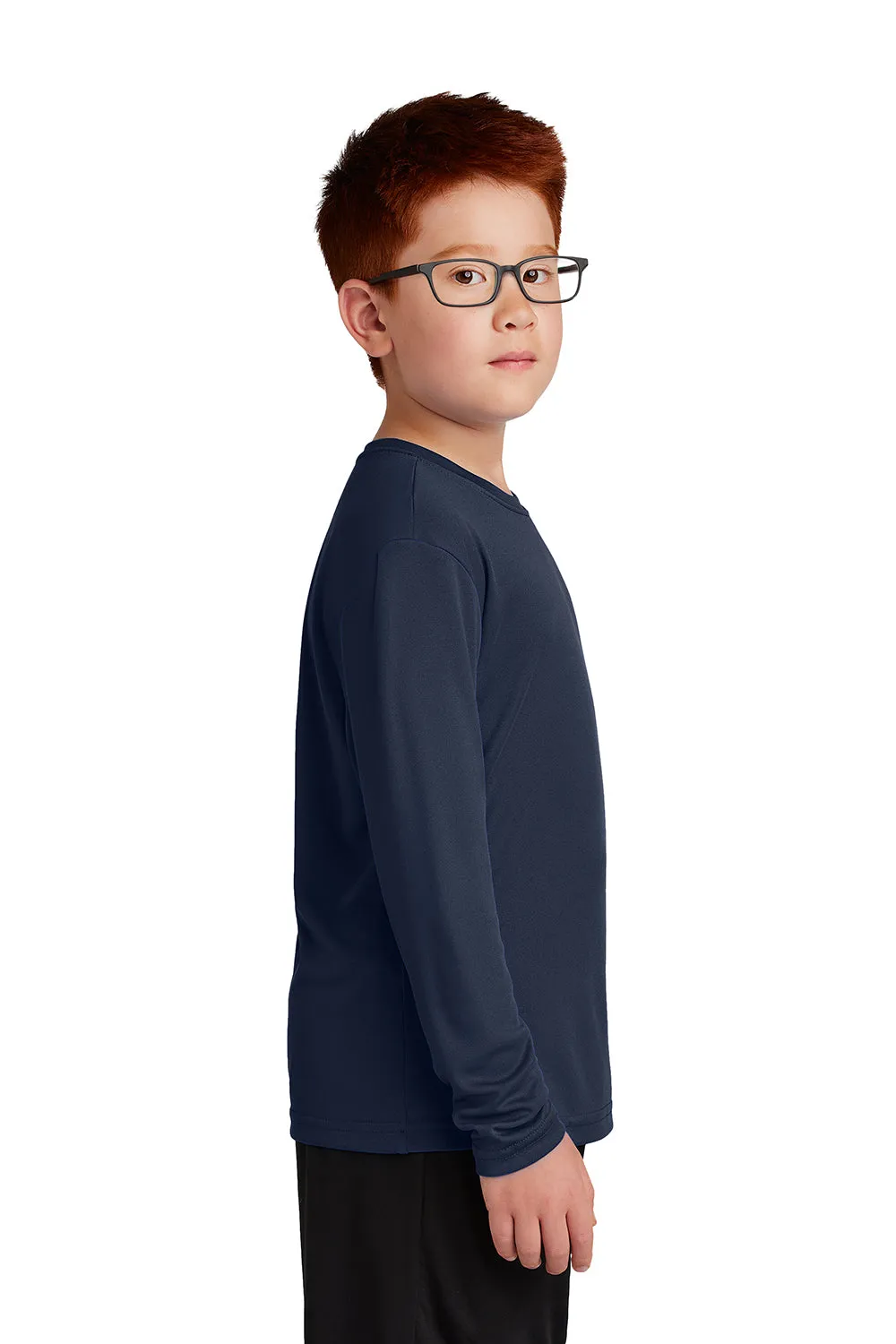 Sport-Tek Youth Competitor Moisture Wicking Long Sleeve Crewneck T-Shirt - True Navy Blue Clothing Sport-Tek