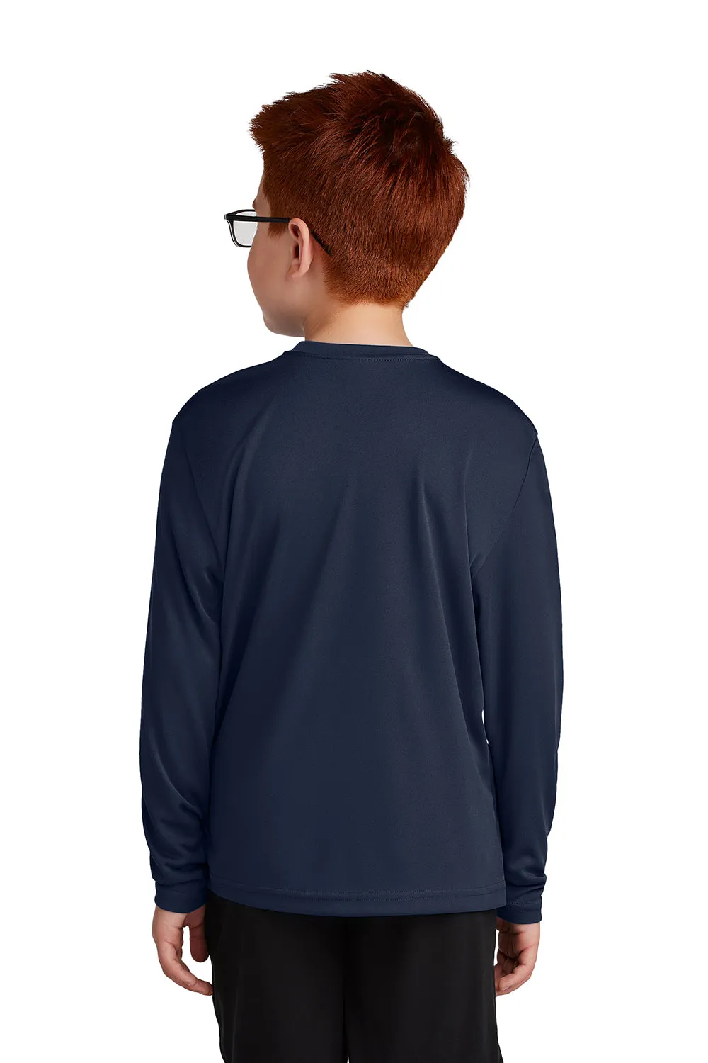 Sport-Tek Youth Competitor Moisture Wicking Long Sleeve Crewneck T-Shirt - True Navy Blue Clothing Sport-Tek