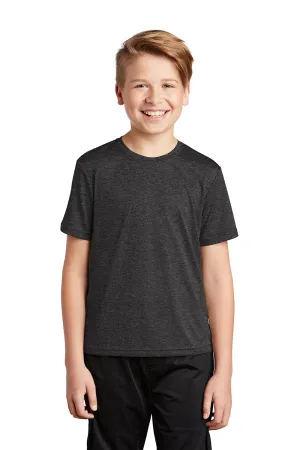 Sport-Tek Youth Contender Heather Moisture Wicking Short Sleeve Crewneck T-Shirt - Heather Graphite Grey Clothing Sport-Tek