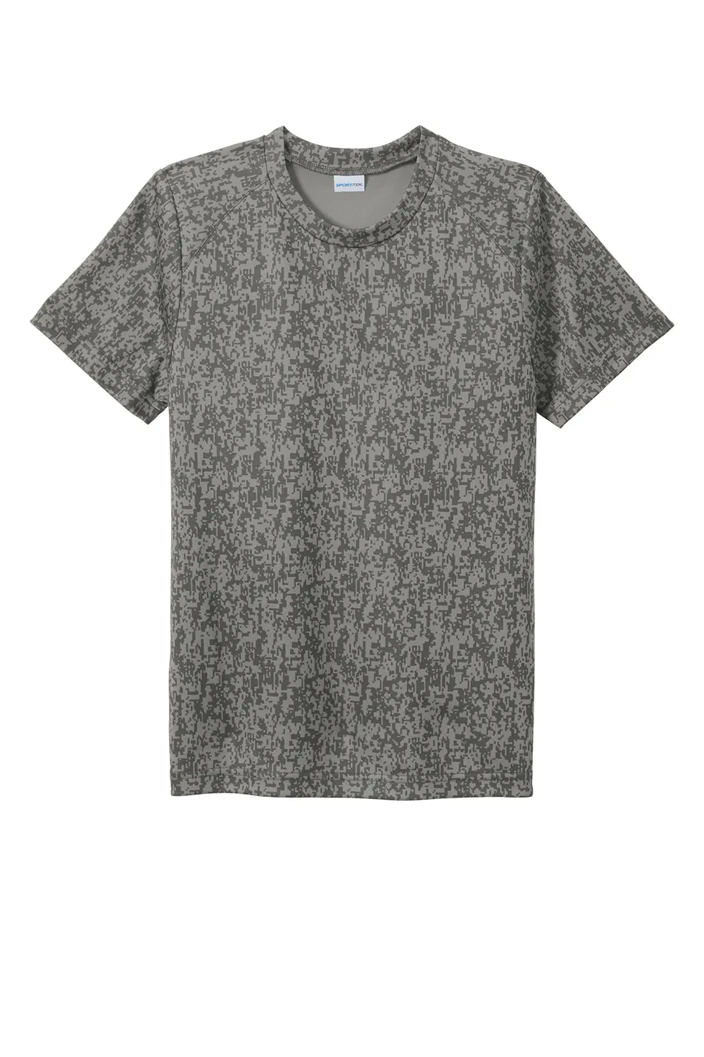 Sport-Tek Youth Digi Camo Moisture Wicking Short Sleeve Crewneck T-Shirt - Concrete Grey Clothing Sport-Tek