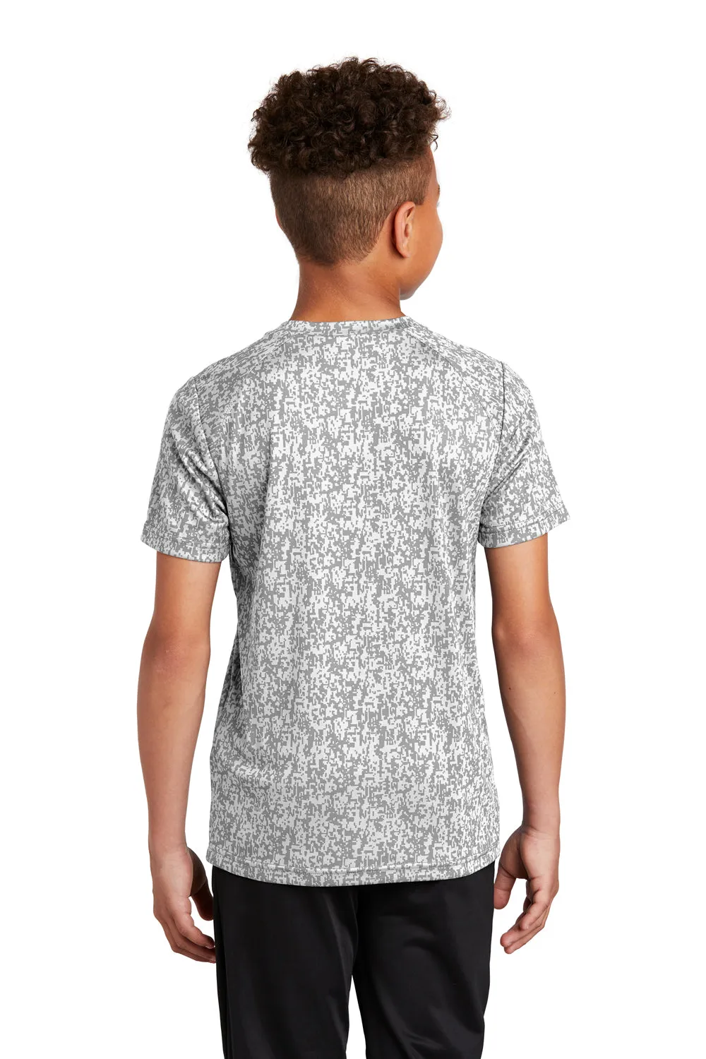 Sport-Tek Youth Digi Camo Moisture Wicking Short Sleeve Crewneck T-Shirt - White Clothing Sport-Tek