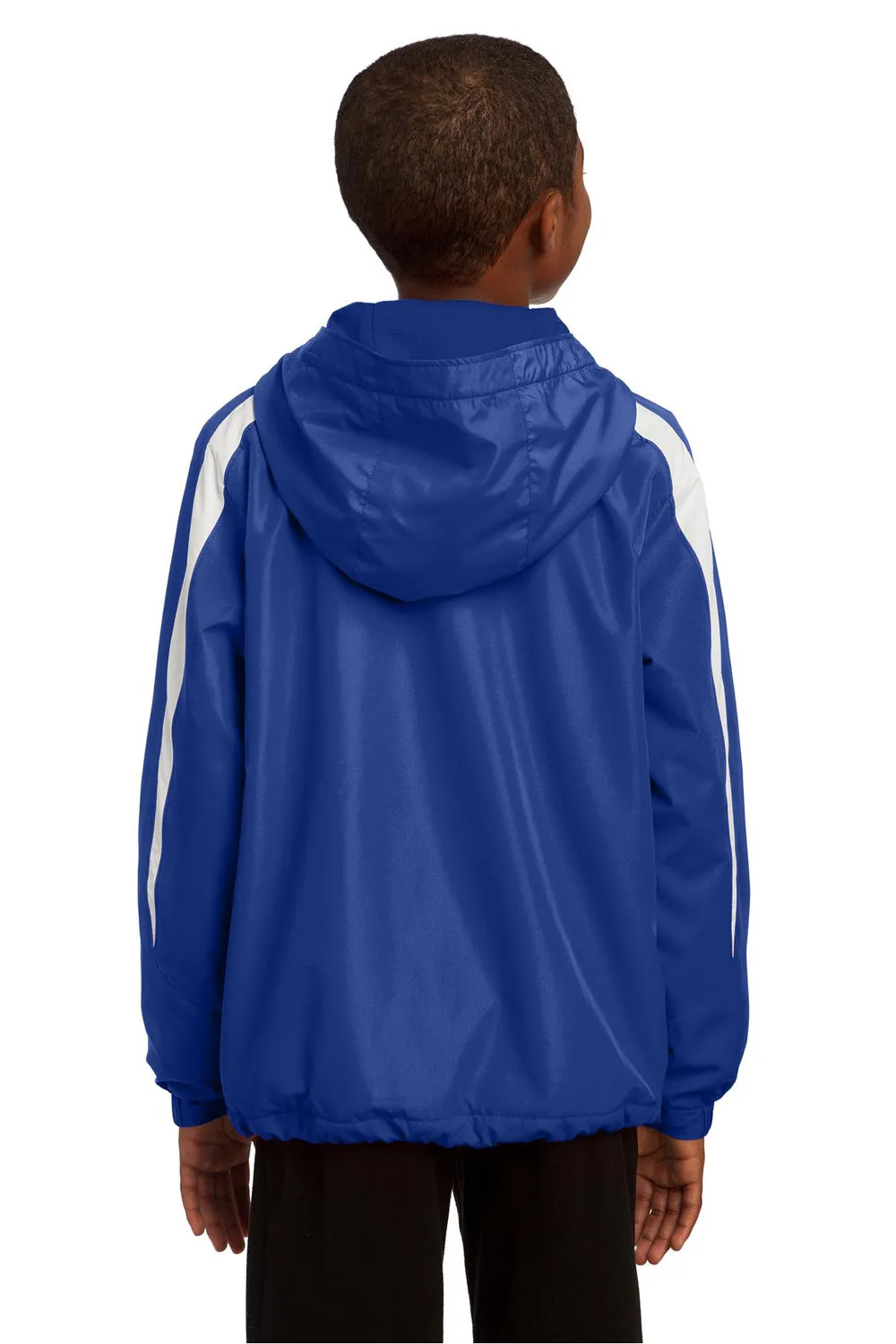 Sport-Tek Youth Full Zip Hooded Jacket - True Royal Blue/White - Closeout