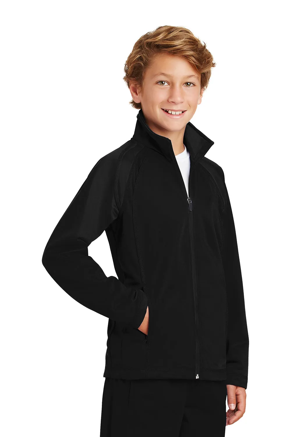 Sport-Tek Youth Full Zip Track Jacket - Black