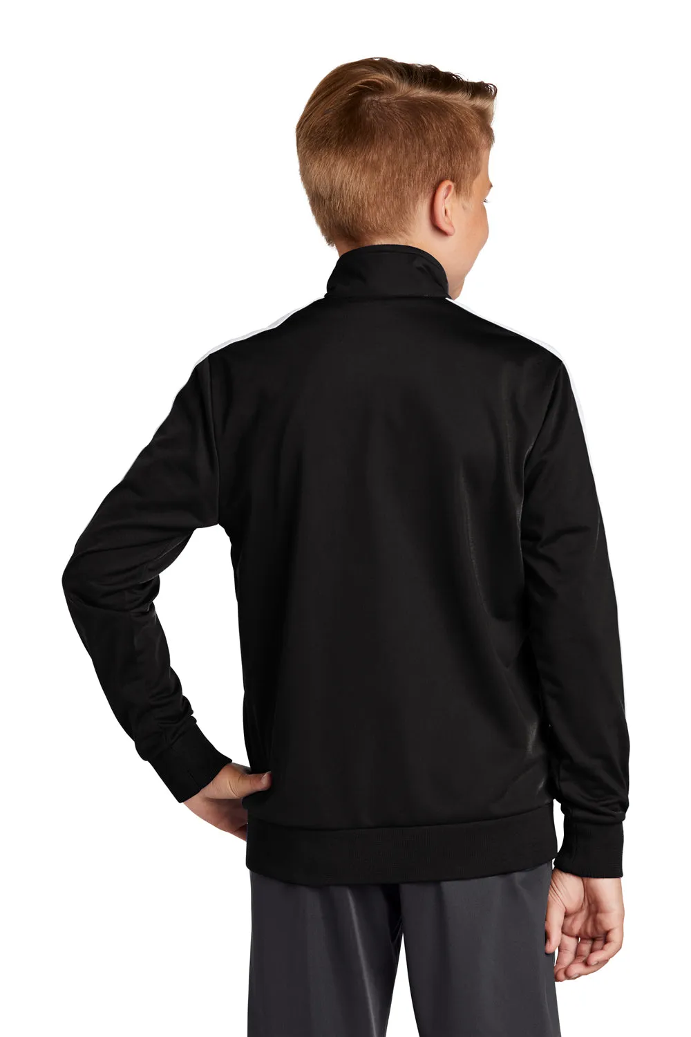 Sport-Tek Youth Full Zip Track Jacket - Black/White