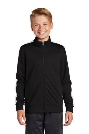 Sport-Tek Youth Full Zip Track Jacket - Black/White