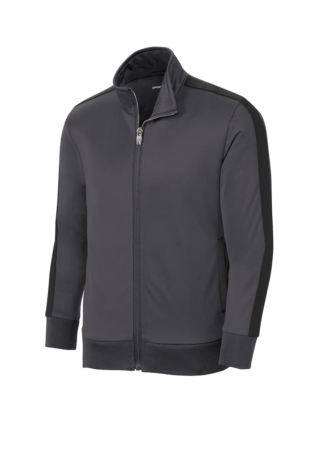 Sport-Tek Youth Full Zip Track Jacket - Graphite Grey/Black