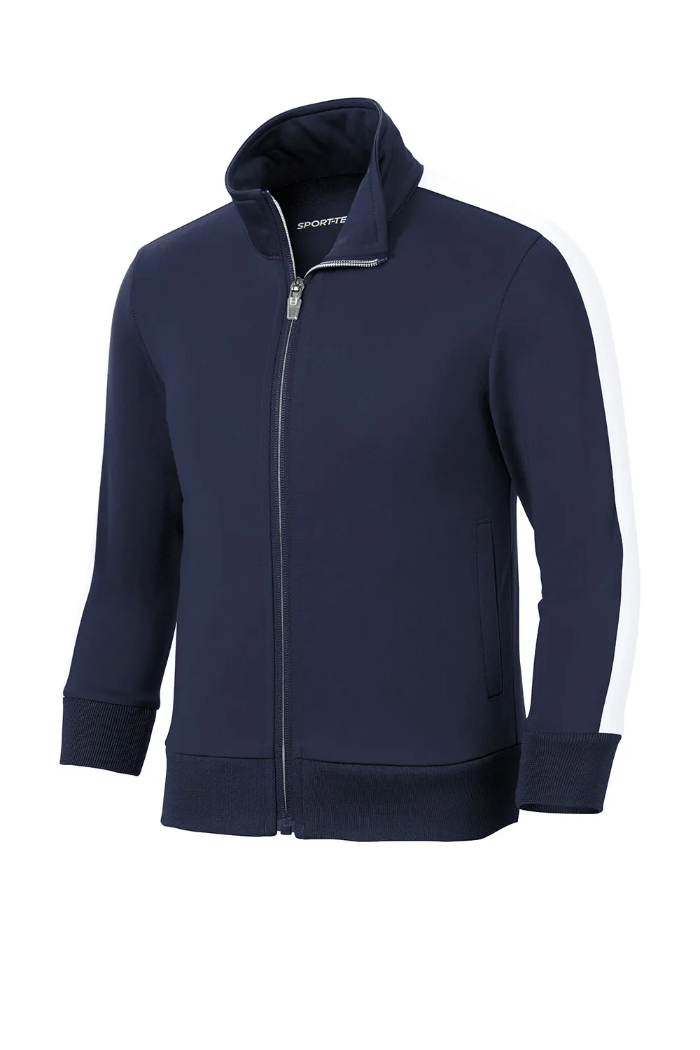 Sport-Tek Youth Full Zip Track Jacket - True Navy Blue/White