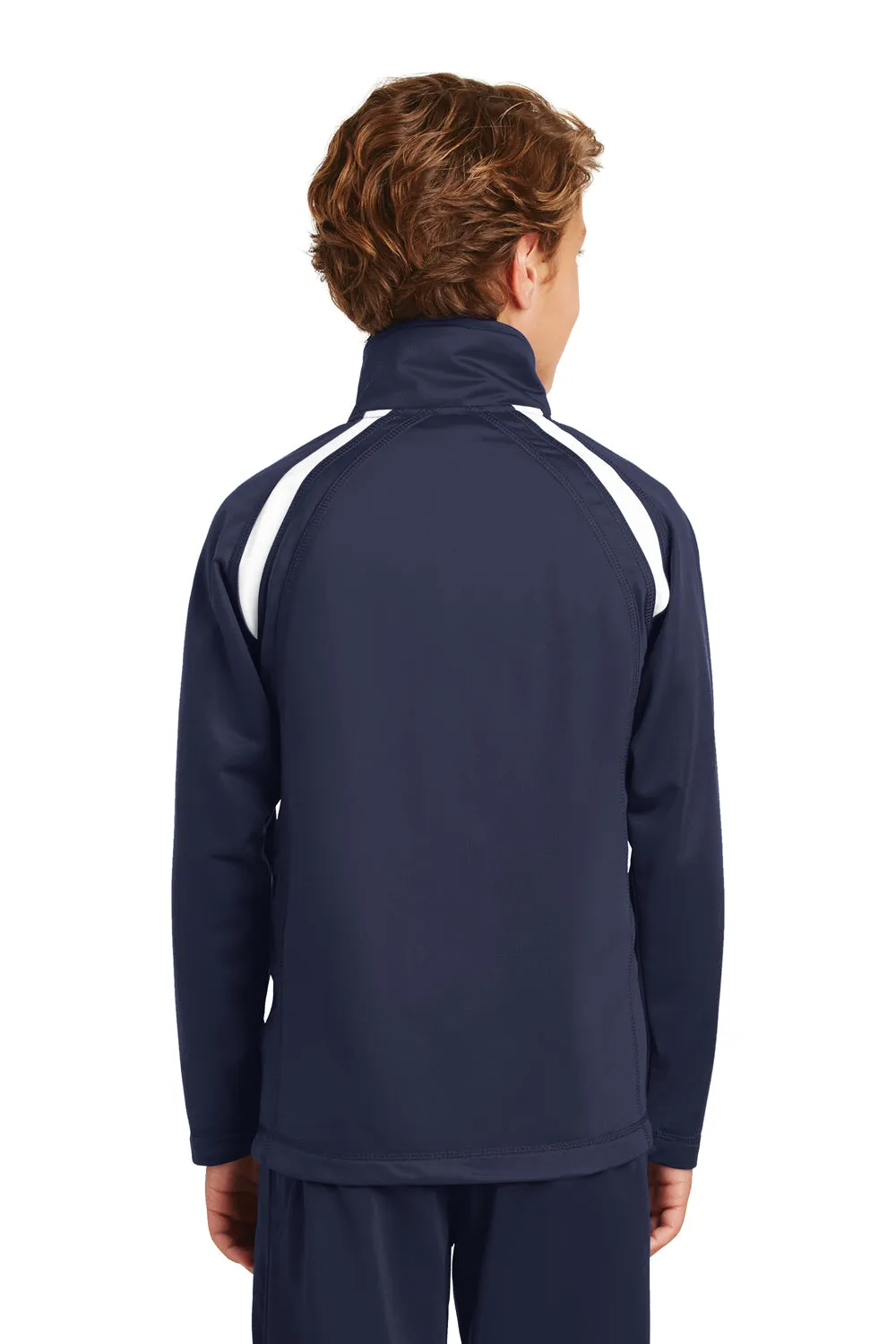 Sport-Tek Youth Full Zip Track Jacket - True Navy Blue/White