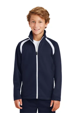 Sport-Tek Youth Full Zip Track Jacket - True Navy Blue/White