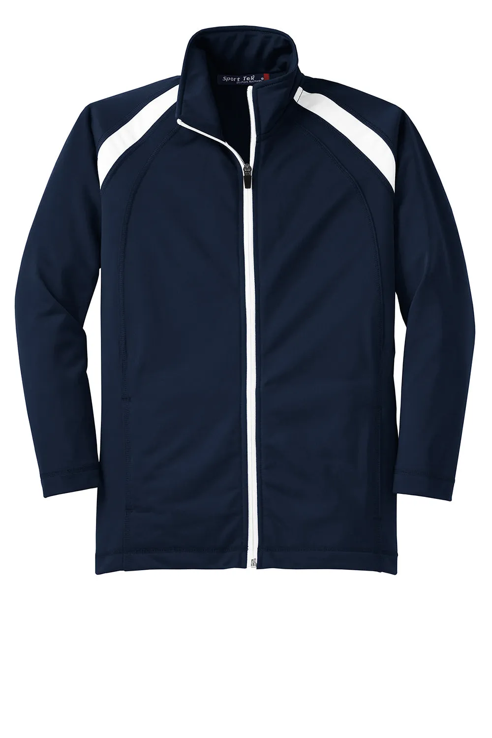 Sport-Tek Youth Full Zip Track Jacket - True Navy Blue/White