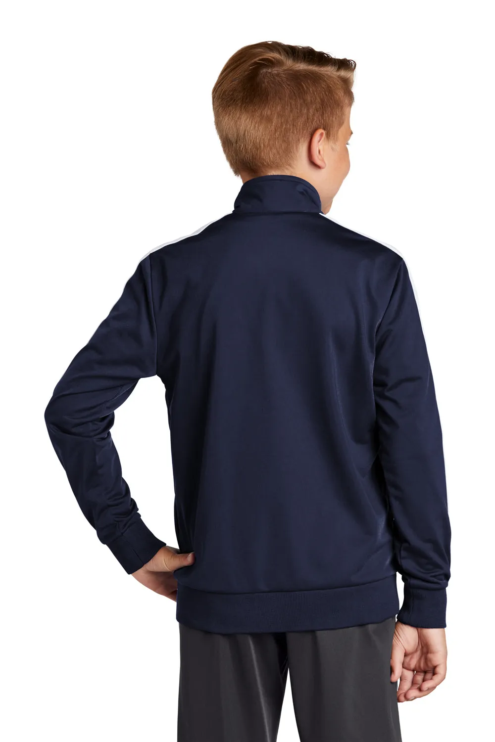 Sport-Tek Youth Full Zip Track Jacket - True Navy Blue/White