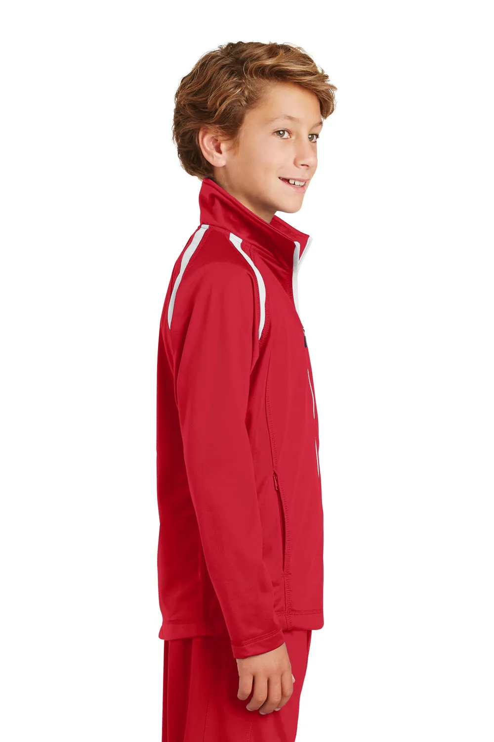 Sport-Tek Youth Full Zip Track Jacket - True Red/White