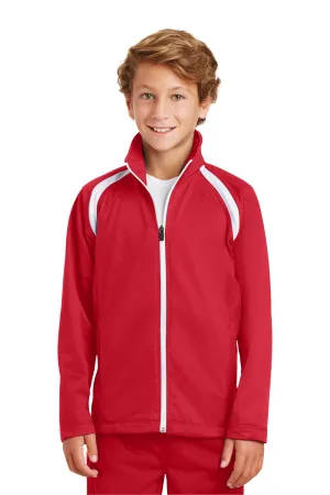 Sport-Tek Youth Full Zip Track Jacket - True Red/White