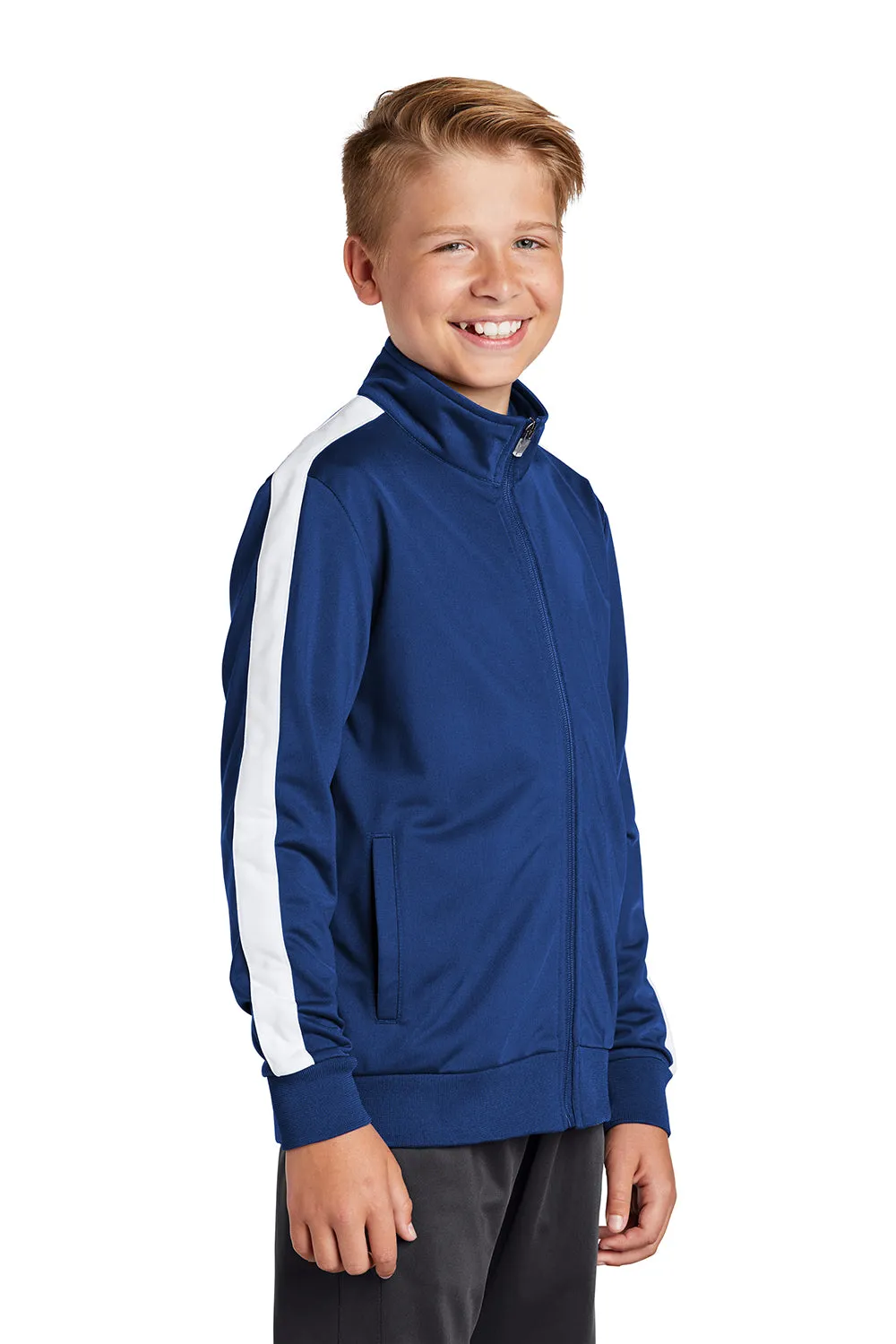 Sport-Tek Youth Full Zip Track Jacket - True Royal Blue/White