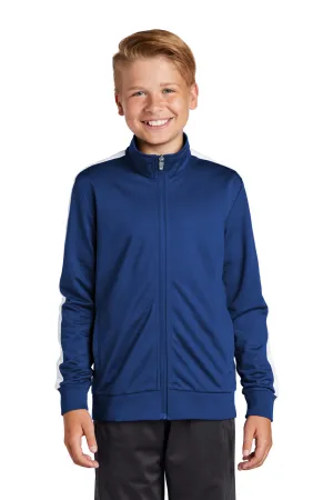 Sport-Tek Youth Full Zip Track Jacket - True Royal Blue/White
