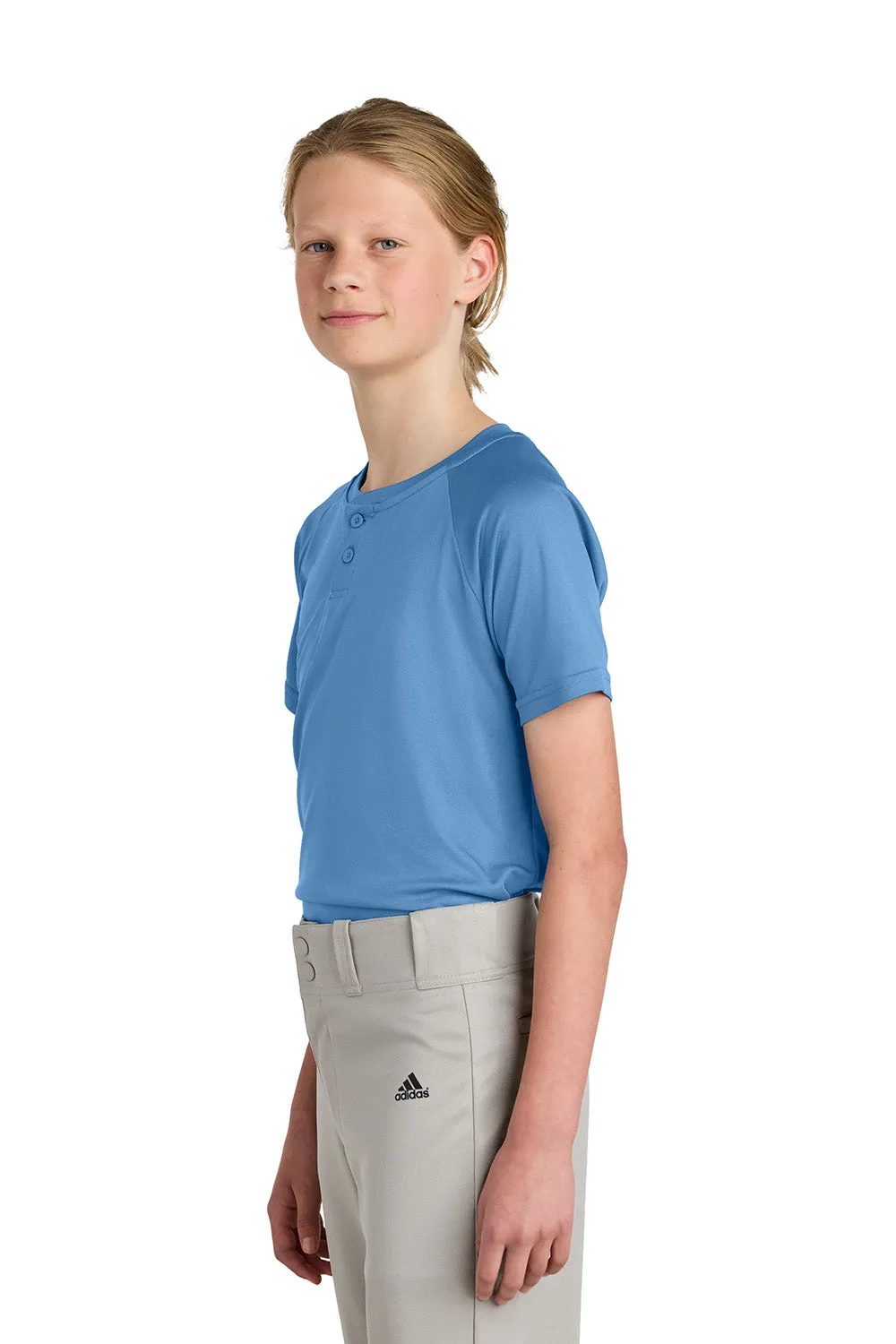 Sport-Tek Youth Moisture Wicking Competitor 2-Button Short Sleeve Henley - Carolina Blue Clothing Sport-Tek