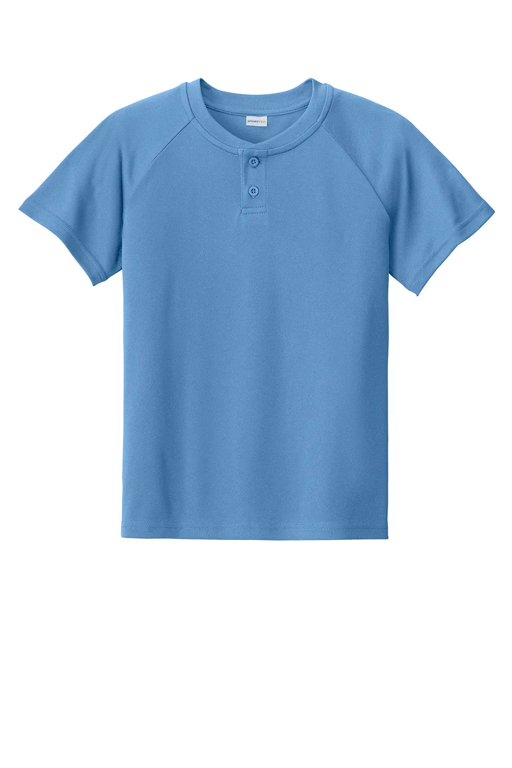 Sport-Tek Youth Moisture Wicking Competitor 2-Button Short Sleeve Henley - Carolina Blue Clothing Sport-Tek