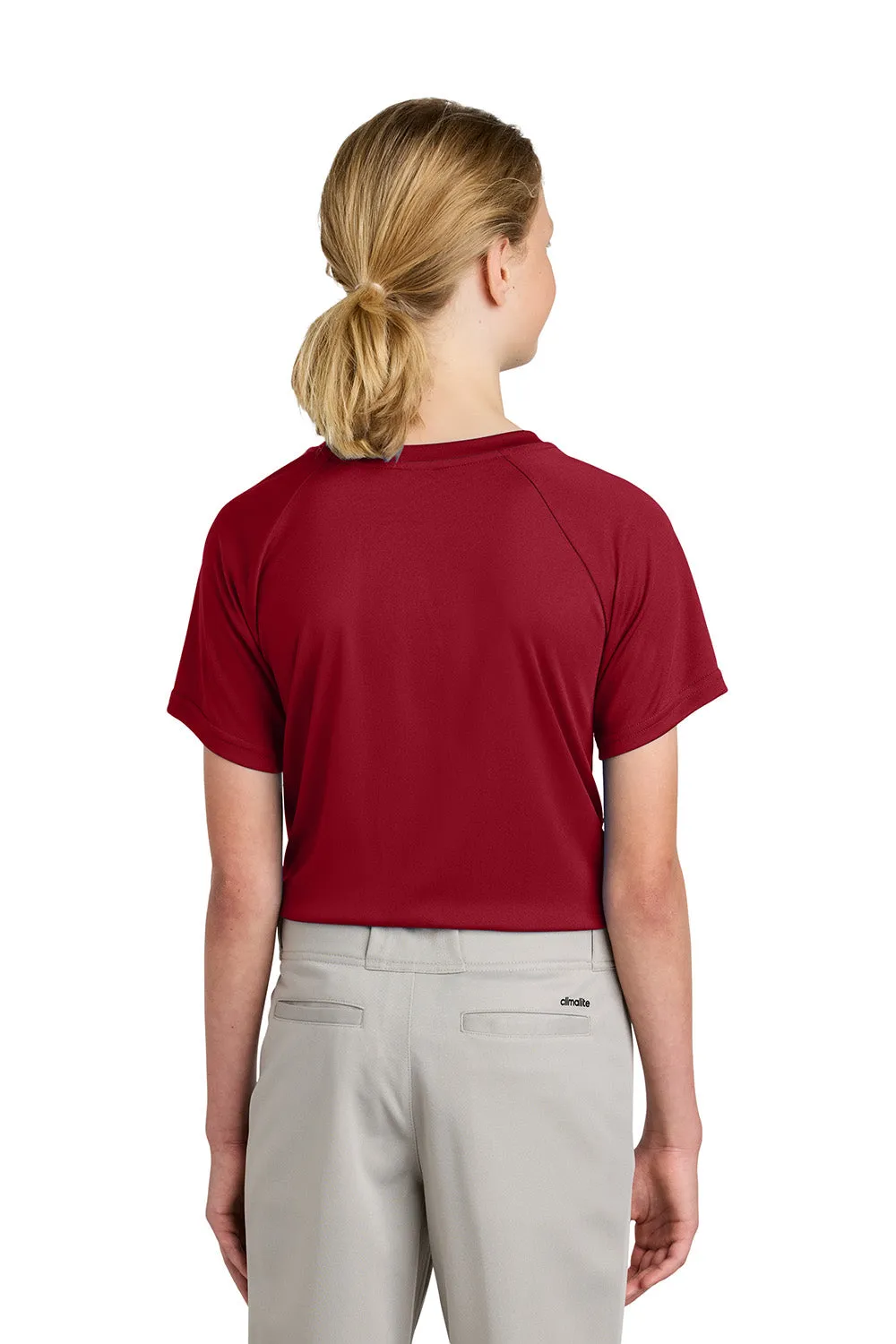 Sport-Tek Youth Moisture Wicking Competitor 2-Button Short Sleeve Henley - Deep Red Clothing Sport-Tek