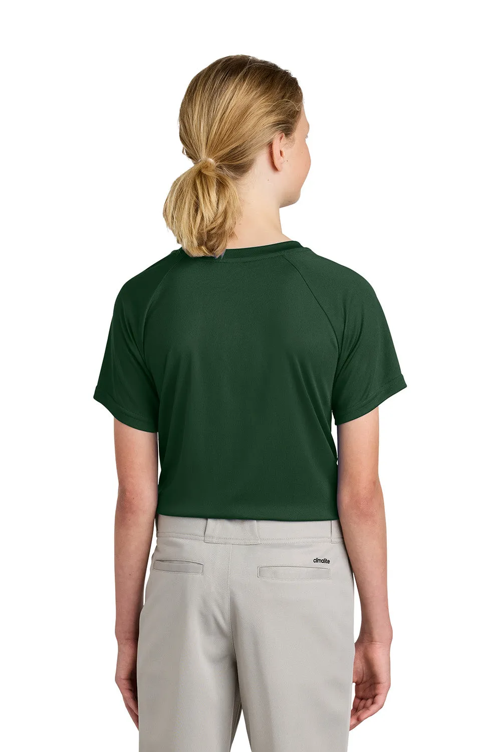 Sport-Tek Youth Moisture Wicking Competitor 2-Button Short Sleeve Henley - Forest Green Clothing Sport-Tek