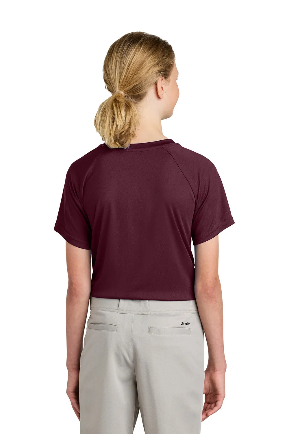 Sport-Tek Youth Moisture Wicking Competitor 2-Button Short Sleeve Henley - Maroon Clothing Sport-Tek