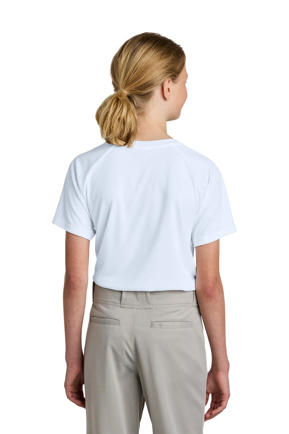 Sport-Tek Youth Moisture Wicking Competitor 2-Button Short Sleeve Henley - White Clothing Sport-Tek