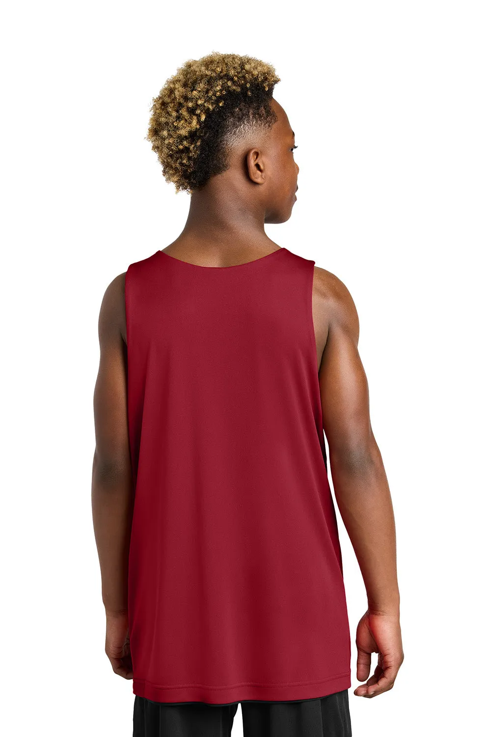 Sport-Tek Youth Moisture Wicking Competitor Rev Tank Top - Deep Red/Black Clothing Sport-Tek
