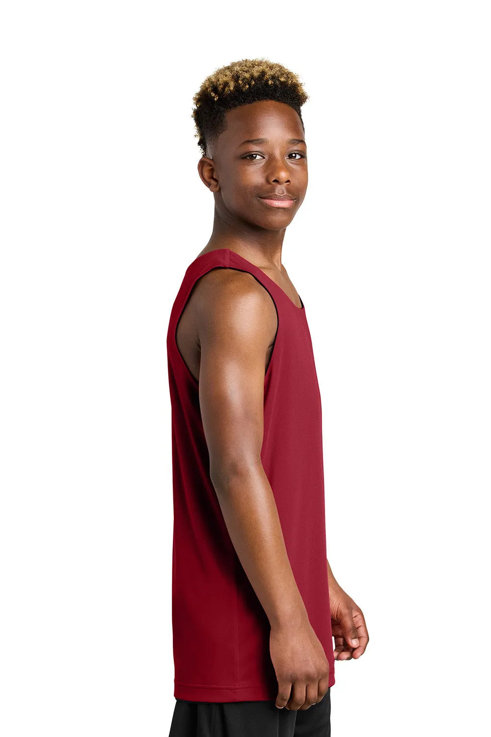 Sport-Tek Youth Moisture Wicking Competitor Rev Tank Top - Deep Red/Black Clothing Sport-Tek