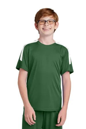 Sport-Tek Youth Moisture Wicking Competitor United Short Sleeve Crewneck T-Shirt - Forest Green/White Clothing Sport-Tek