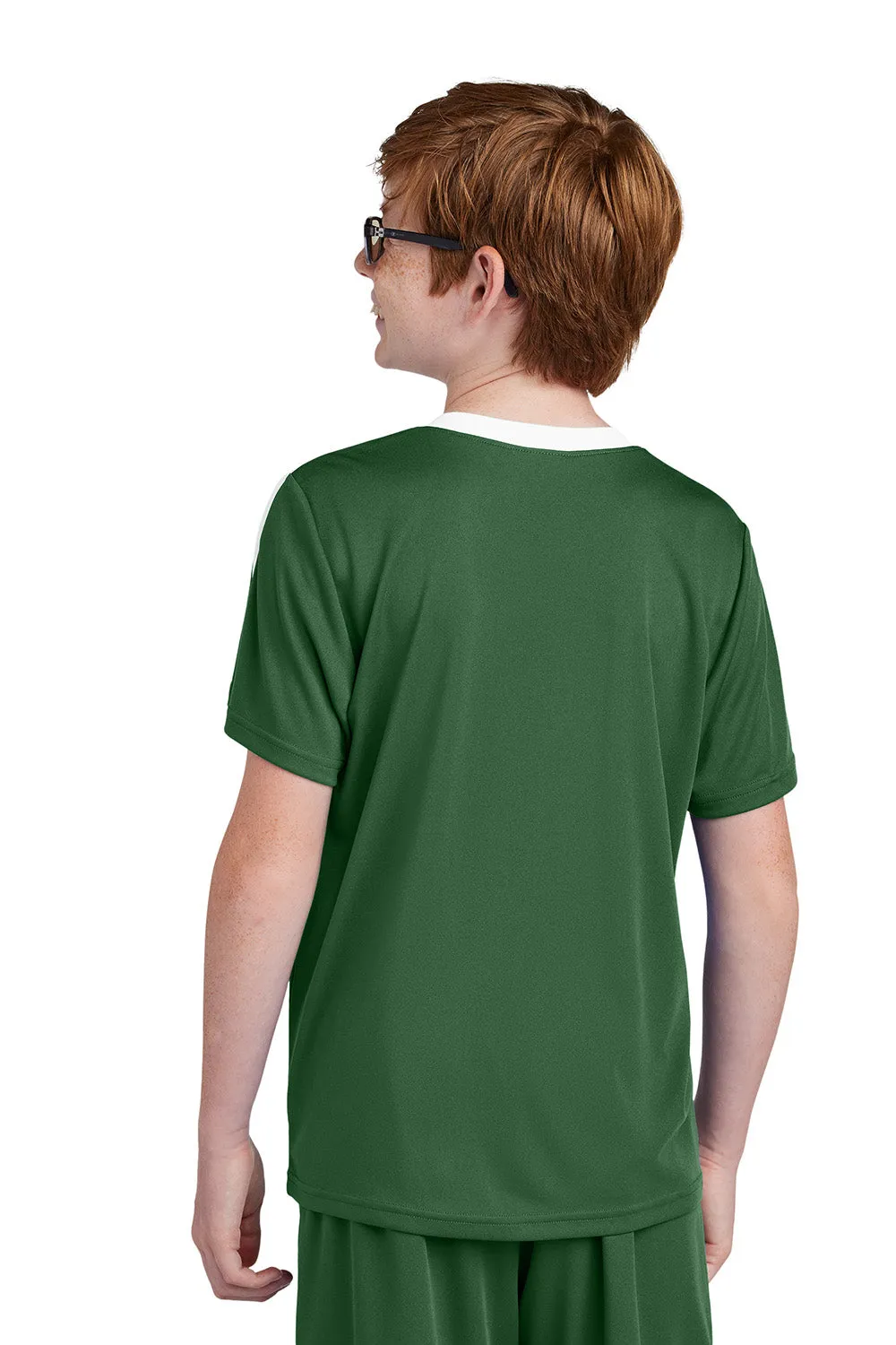 Sport-Tek Youth Moisture Wicking Competitor United Short Sleeve Crewneck T-Shirt - Forest Green/White Clothing Sport-Tek