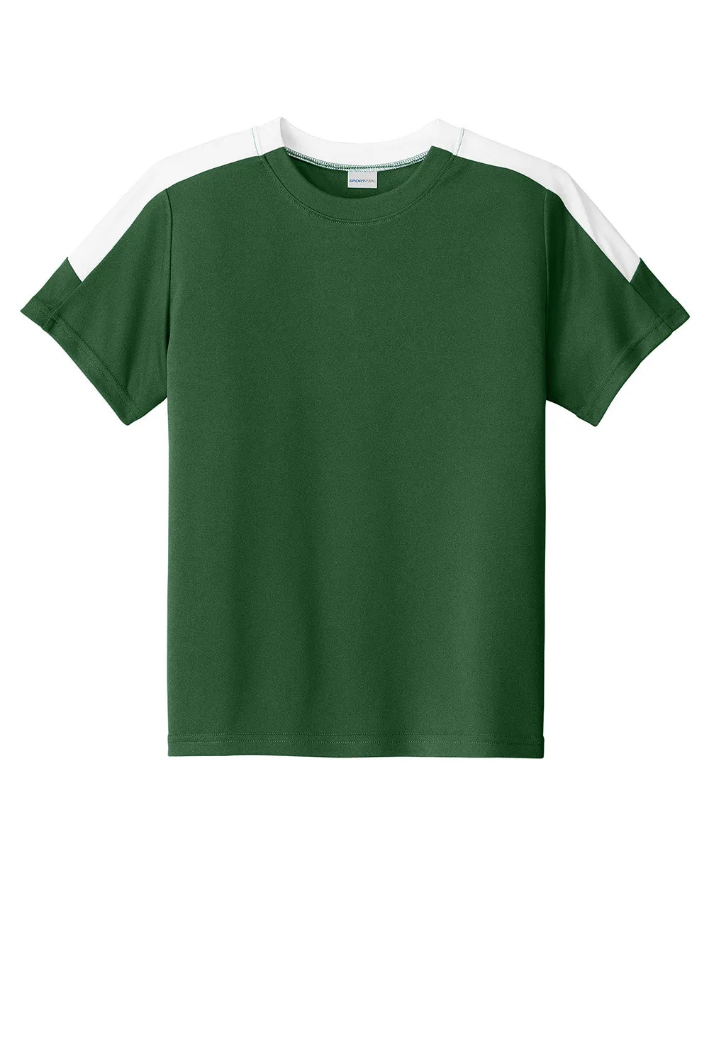 Sport-Tek Youth Moisture Wicking Competitor United Short Sleeve Crewneck T-Shirt - Forest Green/White Clothing Sport-Tek