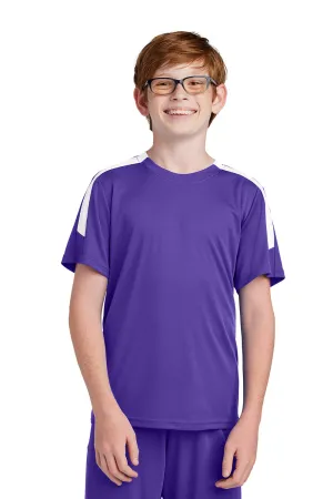 Sport-Tek Youth Moisture Wicking Competitor United Short Sleeve Crewneck T-Shirt - Purple/White Clothing Sport-Tek