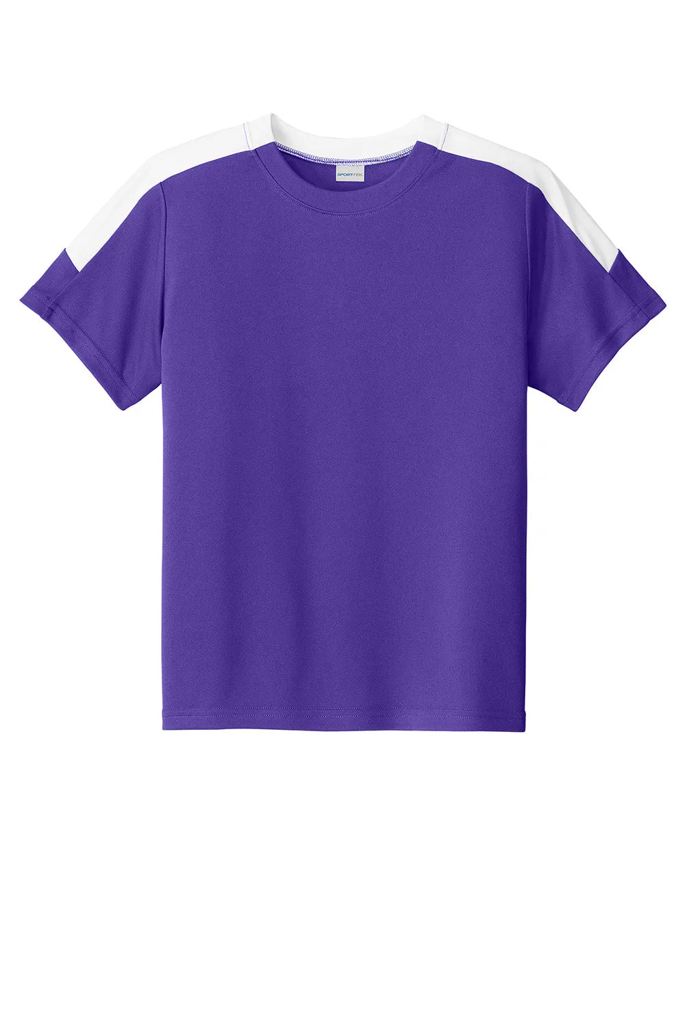 Sport-Tek Youth Moisture Wicking Competitor United Short Sleeve Crewneck T-Shirt - Purple/White Clothing Sport-Tek