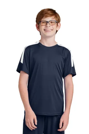 Sport-Tek Youth Moisture Wicking Competitor United Short Sleeve Crewneck T-Shirt - True Navy Blue/White Clothing Sport-Tek