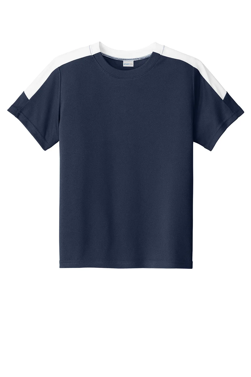 Sport-Tek Youth Moisture Wicking Competitor United Short Sleeve Crewneck T-Shirt - True Navy Blue/White Clothing Sport-Tek