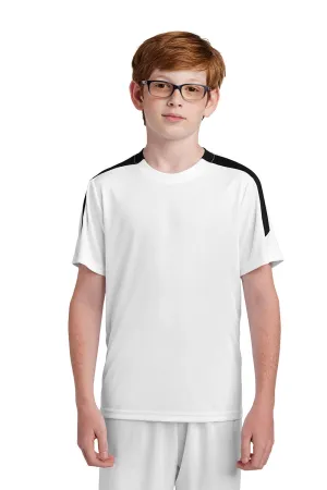Sport-Tek Youth Moisture Wicking Competitor United Short Sleeve Crewneck T-Shirt - White/Black Clothing Sport-Tek