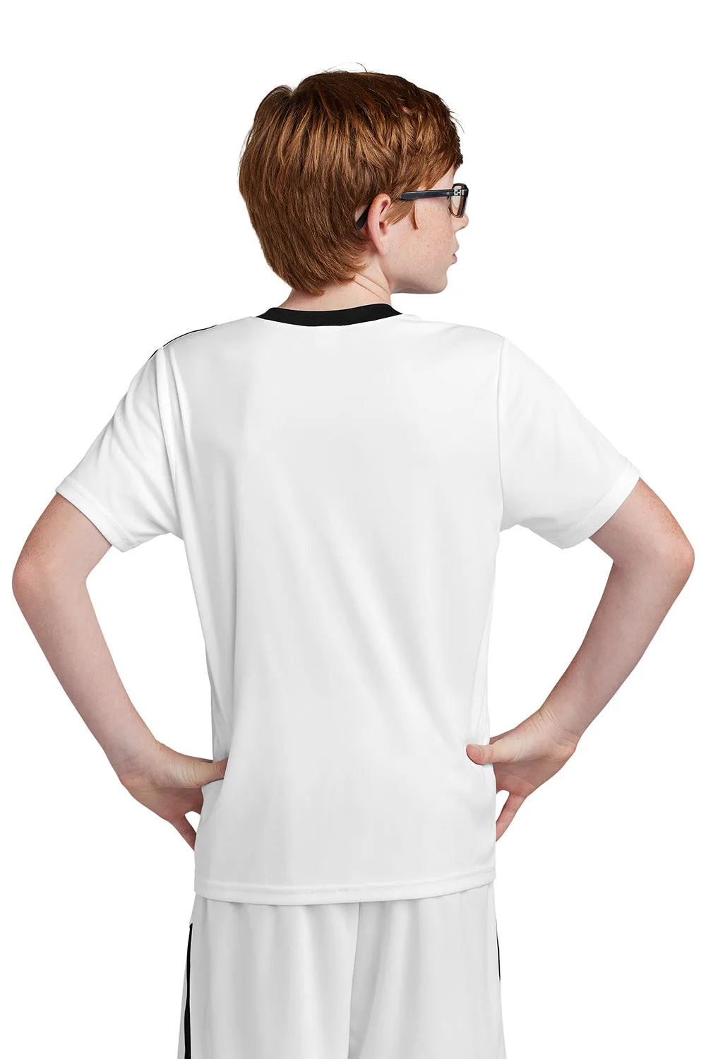 Sport-Tek Youth Moisture Wicking Competitor United Short Sleeve Crewneck T-Shirt - White/Black Clothing Sport-Tek