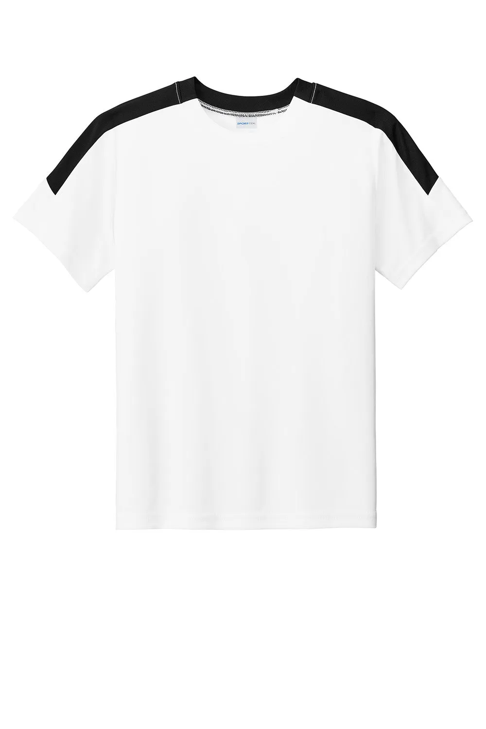 Sport-Tek Youth Moisture Wicking Competitor United Short Sleeve Crewneck T-Shirt - White/Black Clothing Sport-Tek